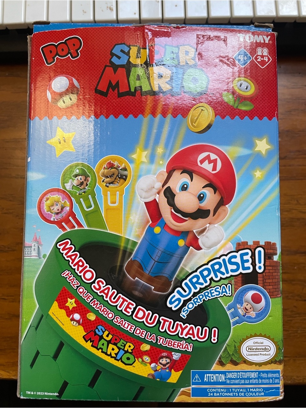 Tomy Nintendo Super Mario Pop Jumping Game Toy - Red, Blue, Green